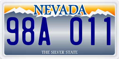 NV license plate 98A011