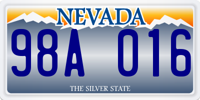 NV license plate 98A016