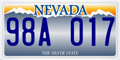 NV license plate 98A017