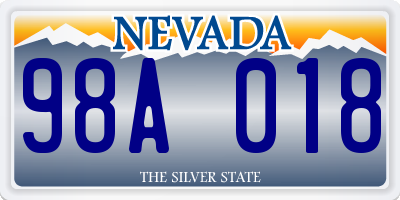 NV license plate 98A018