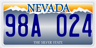 NV license plate 98A024