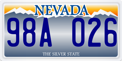 NV license plate 98A026