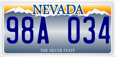 NV license plate 98A034