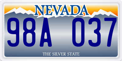 NV license plate 98A037