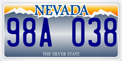 NV license plate 98A038