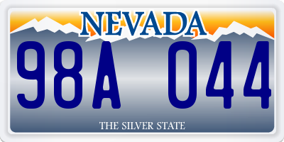 NV license plate 98A044