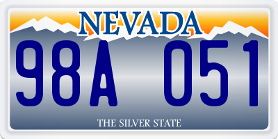 NV license plate 98A051