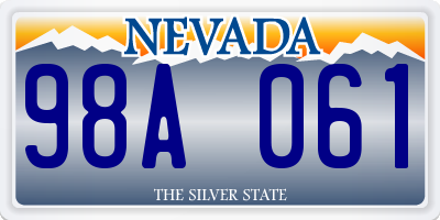 NV license plate 98A061