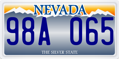 NV license plate 98A065