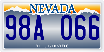 NV license plate 98A066