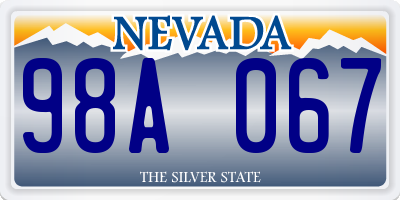 NV license plate 98A067