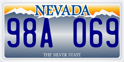 NV license plate 98A069