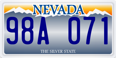 NV license plate 98A071