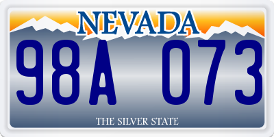 NV license plate 98A073