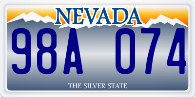 NV license plate 98A074