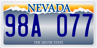 NV license plate 98A077