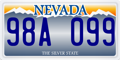 NV license plate 98A099