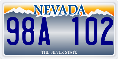 NV license plate 98A102