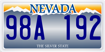 NV license plate 98A192