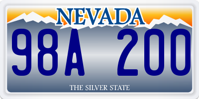NV license plate 98A200