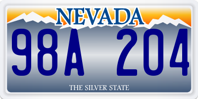 NV license plate 98A204