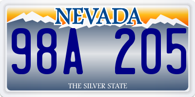 NV license plate 98A205