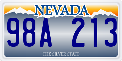 NV license plate 98A213
