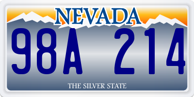 NV license plate 98A214