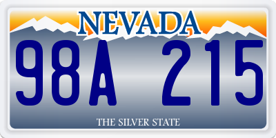 NV license plate 98A215