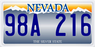 NV license plate 98A216