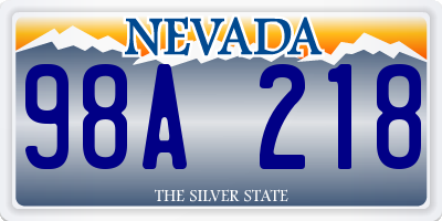 NV license plate 98A218