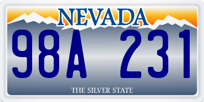 NV license plate 98A231