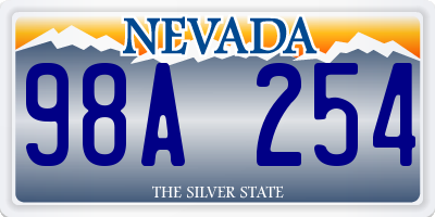 NV license plate 98A254