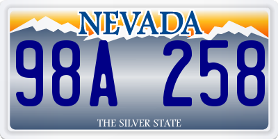 NV license plate 98A258