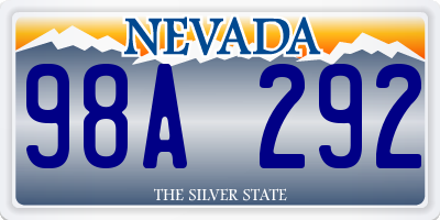 NV license plate 98A292