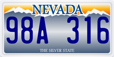 NV license plate 98A316