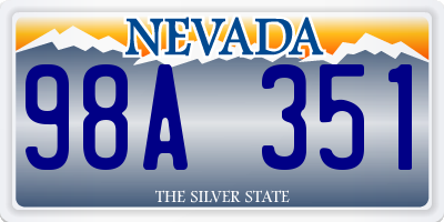 NV license plate 98A351