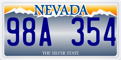 NV license plate 98A354