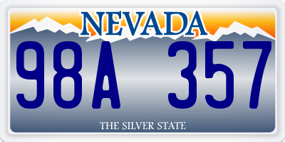 NV license plate 98A357