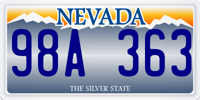 NV license plate 98A363