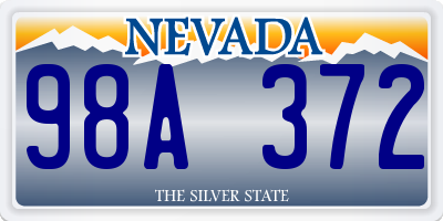 NV license plate 98A372