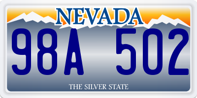 NV license plate 98A502