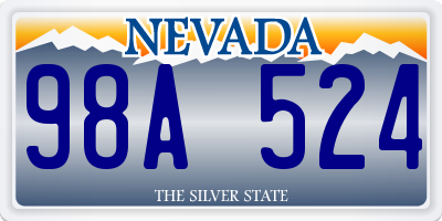 NV license plate 98A524