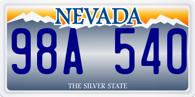 NV license plate 98A540