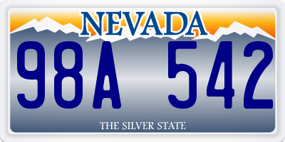 NV license plate 98A542