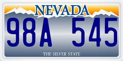 NV license plate 98A545