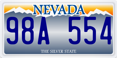 NV license plate 98A554