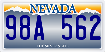 NV license plate 98A562