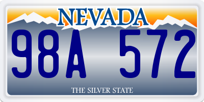 NV license plate 98A572