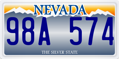 NV license plate 98A574